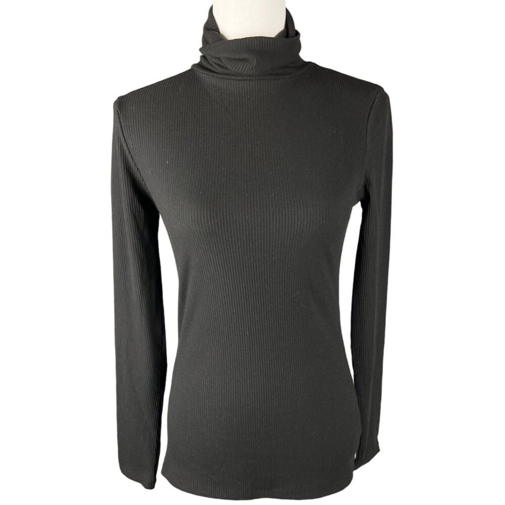 Halogen Black Ribbed long Sleeve Turtleneck Size Small